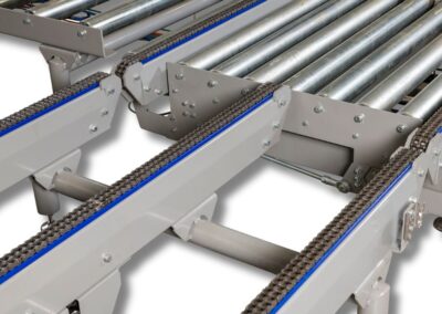 Driespoors kettingbaan staal bij haakse overzetter